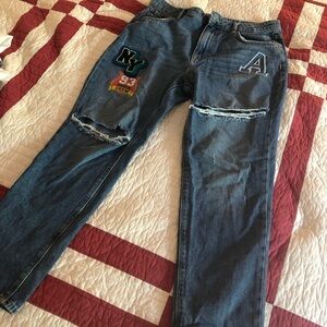 Women’s street wear jeans. Graphic design. NY.